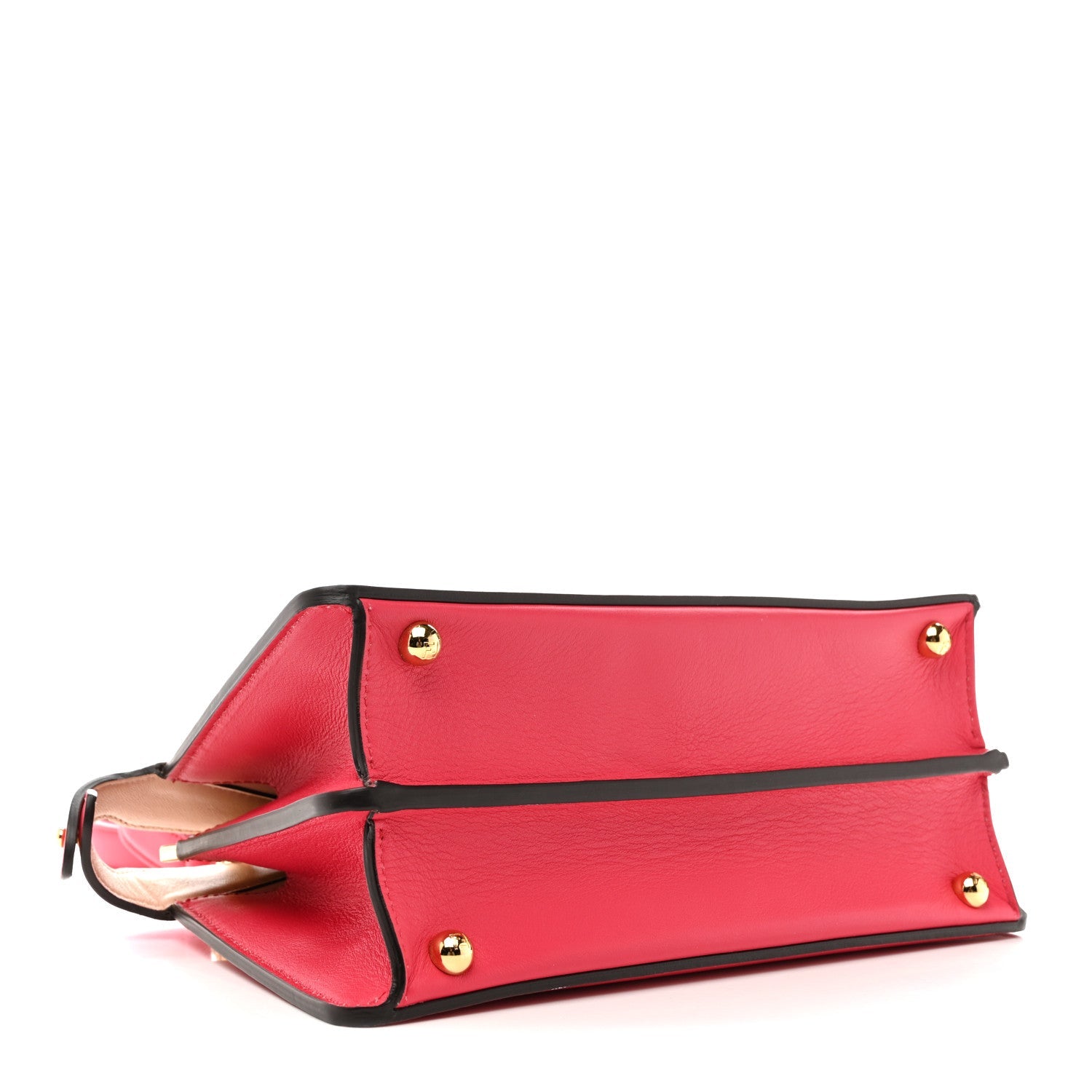 Fendi Vitello Seta Shiny Nappa Small Peekaboo I SEE U Satchel Lampone Light Rose