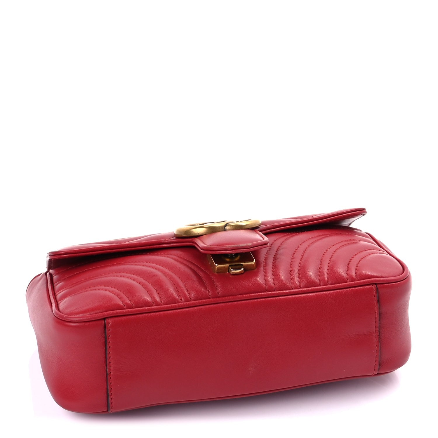 Gucci Calfskin Matelasse Mini GG Marmont Shoulder Bag Hibiscus Red