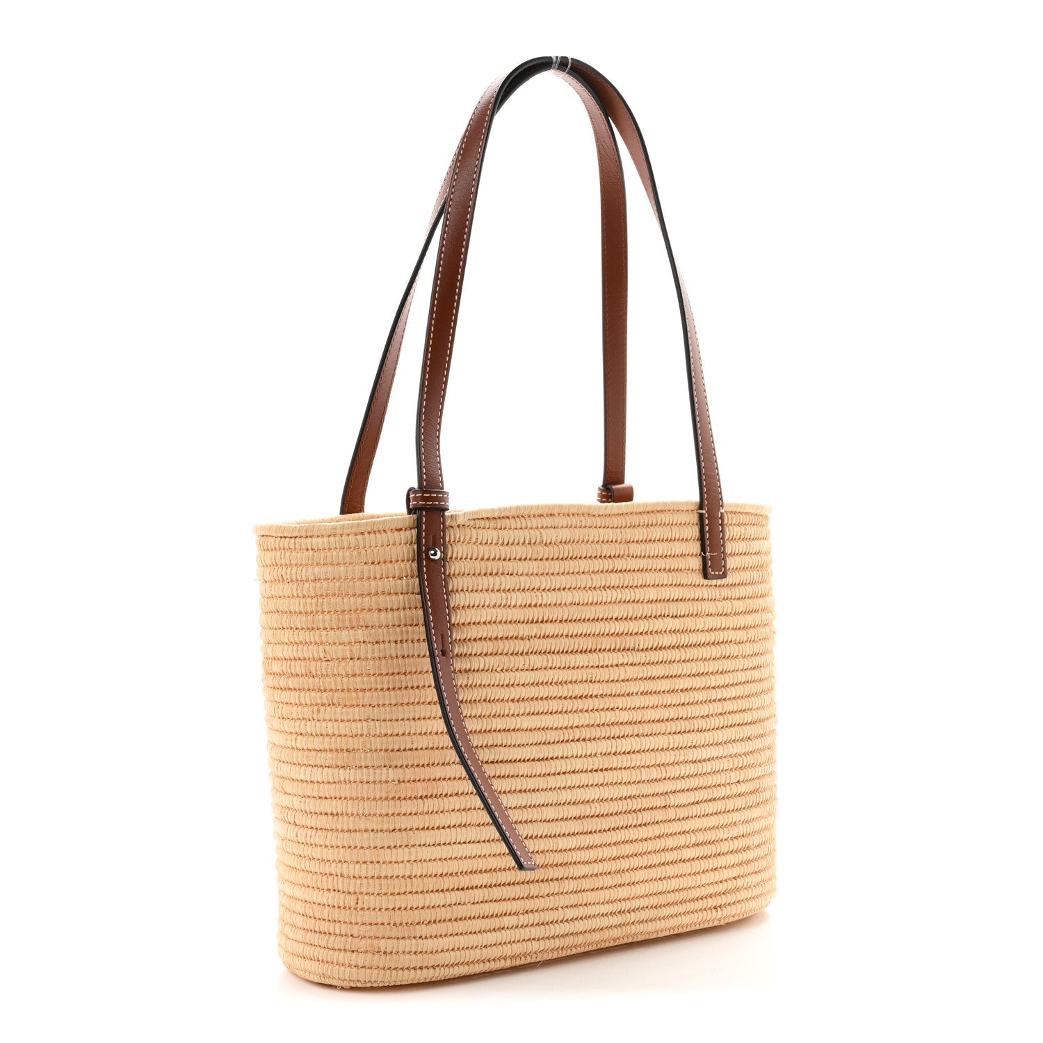 Loewe Raffia Small Square Basket Tote Bag Natural Tan