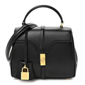 Celine Satinated Calfskin Mini 16 Top Handle Bag Black