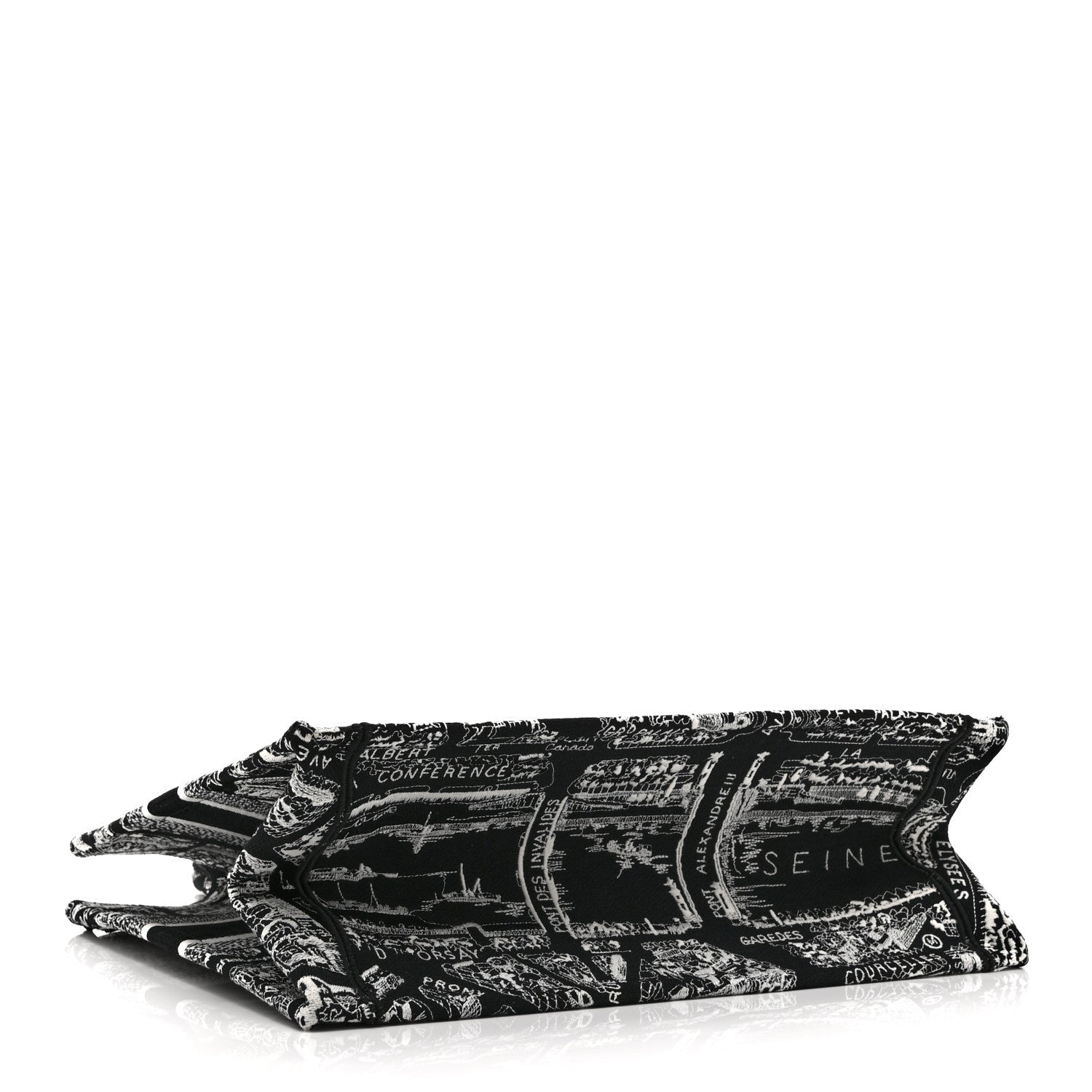 Dior Canvas Embroidered Medium Plan De Paris Book Tote Black White