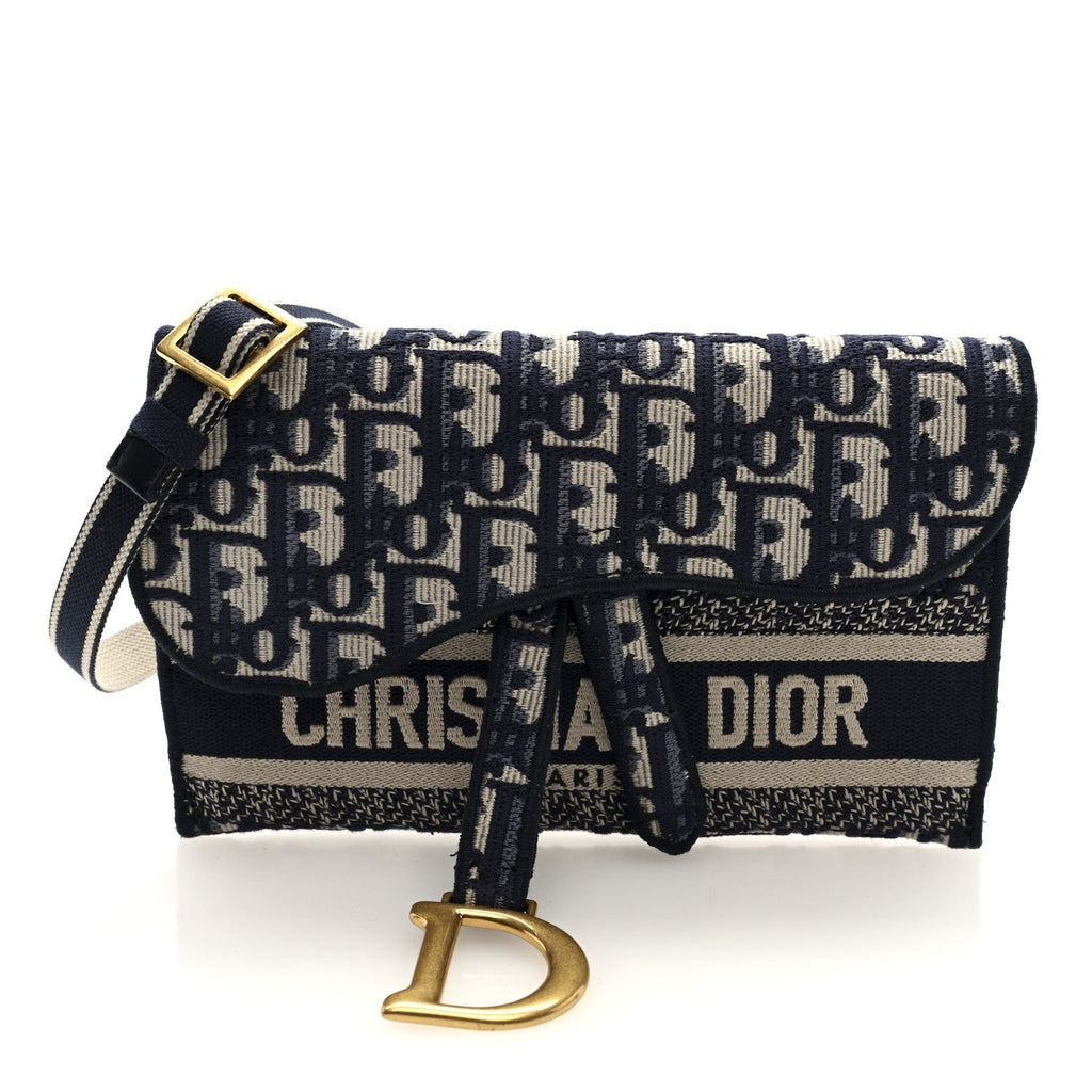 Dior Oblique Slim Saddle Pouch Blue