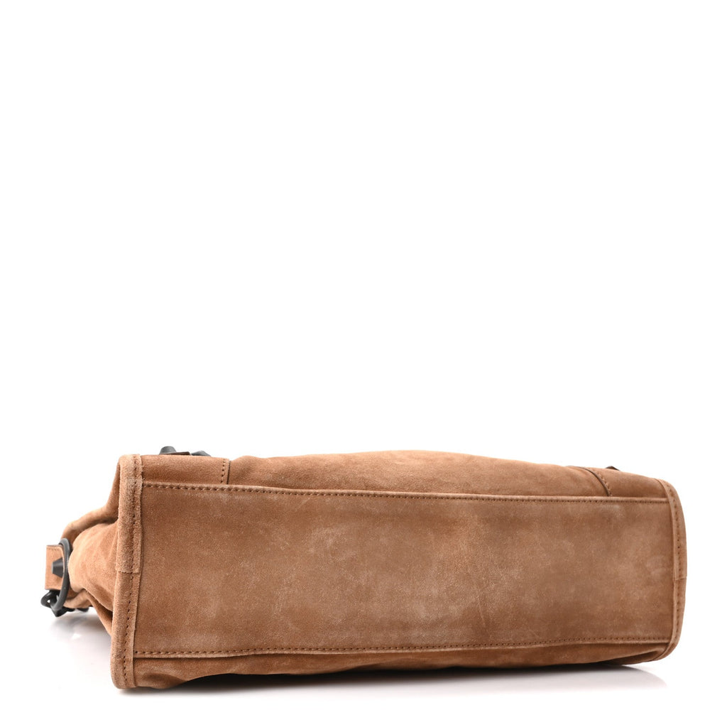Balenciaga Waxed Suede Calfskin Classic Hardware Small Le City Camel Camel