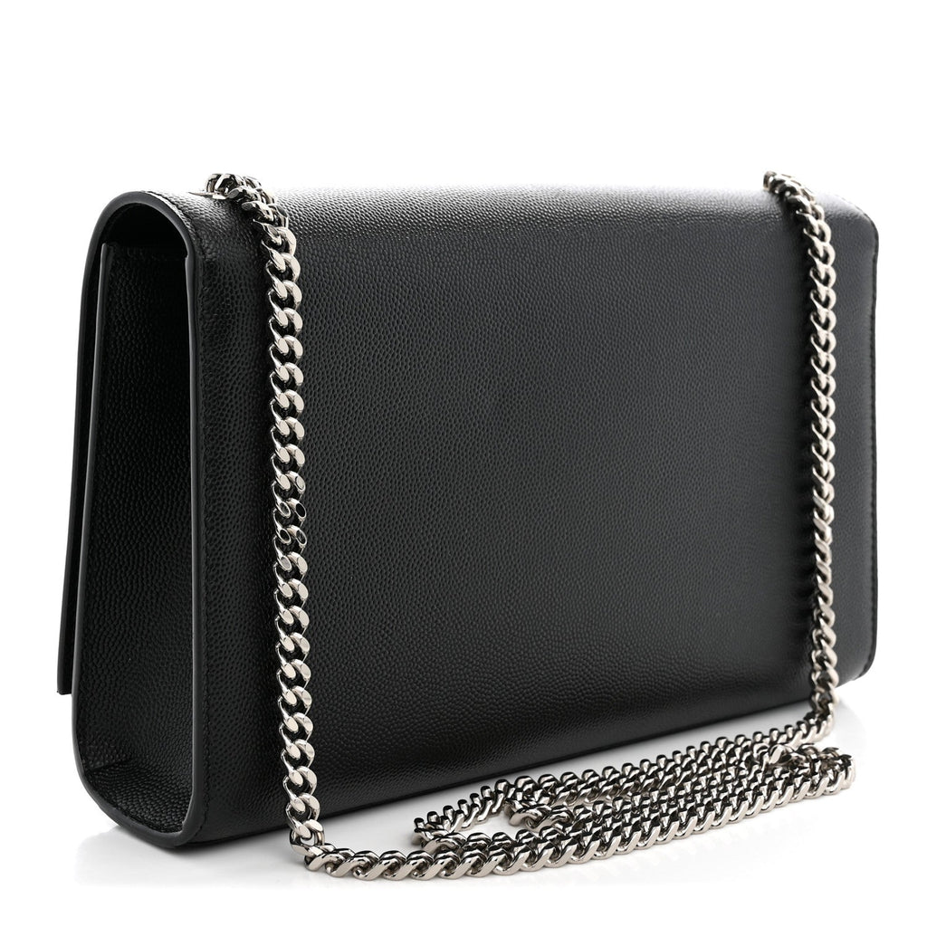 Saint Laurent Grain De Poudre Medium Classic Monogram Kate Satchel Black