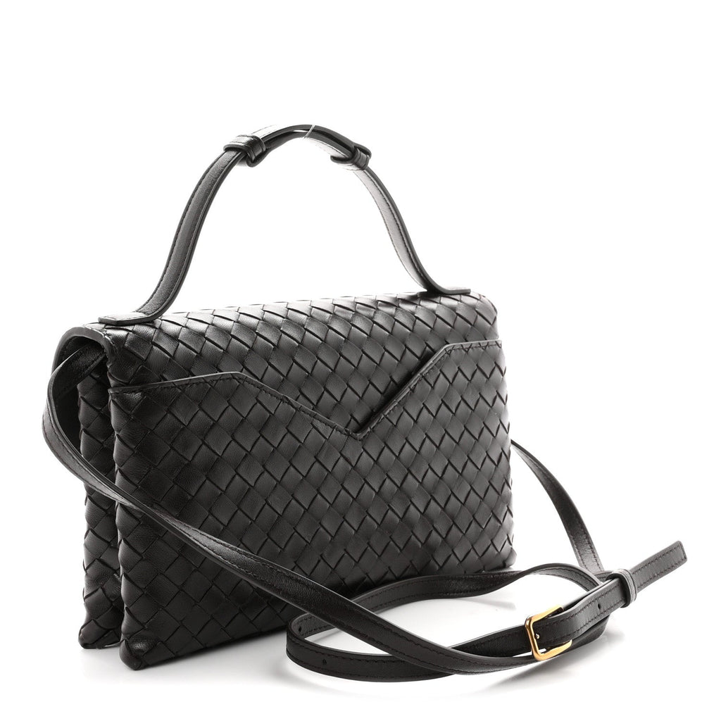 Bottega Veneta Nappa Intrecciato Knot Lock Top Handle Crossbody Bag Fondant