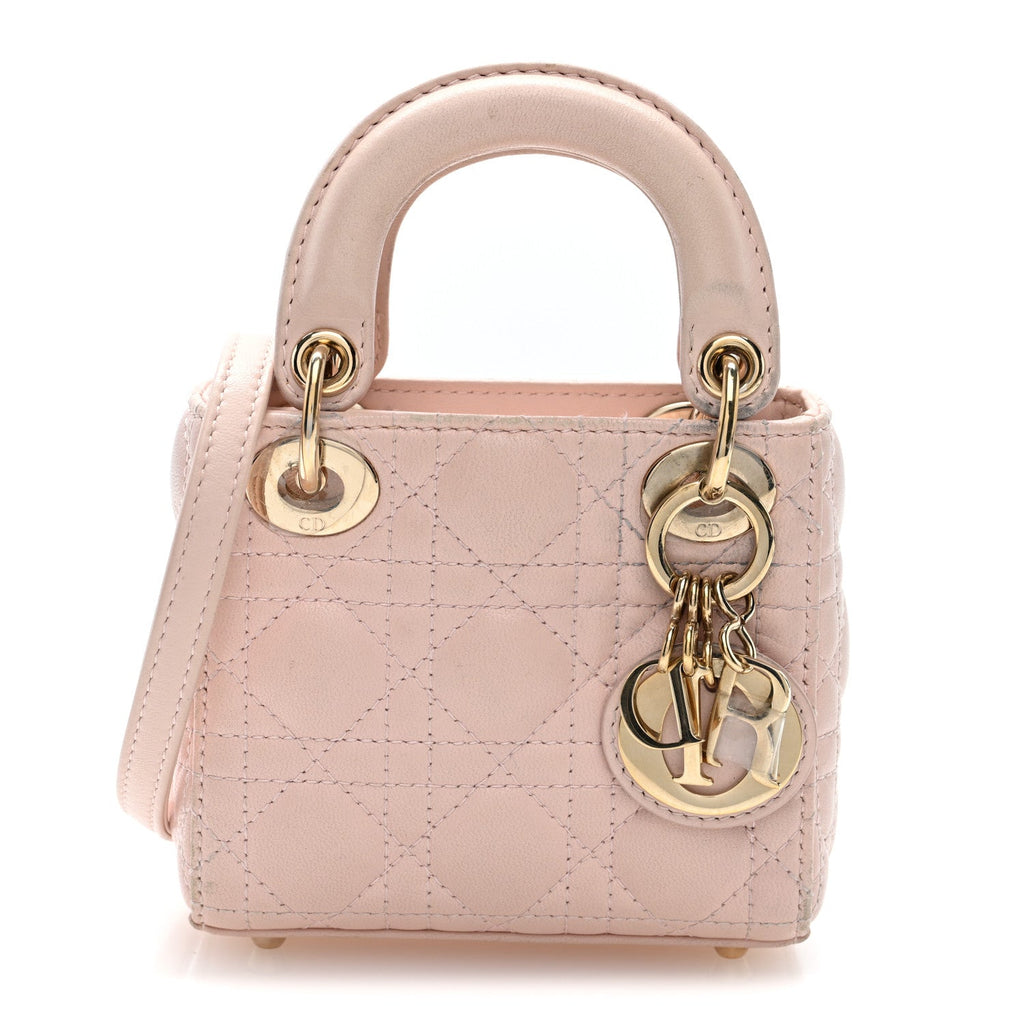 Dior Lambskin Cannage Micro Lady Dior Powder Pink