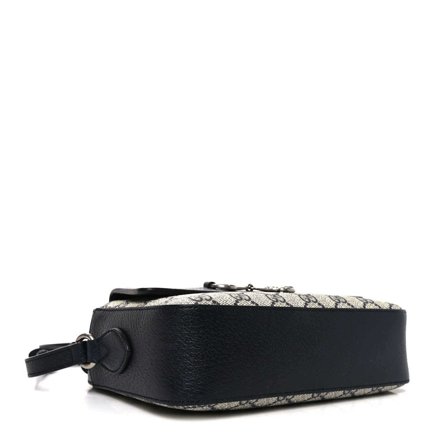 Gucci GG Supreme Monogram Textured Dollar Calfskin Small Horsebit 1955 Shoulder Bag Beige Blue