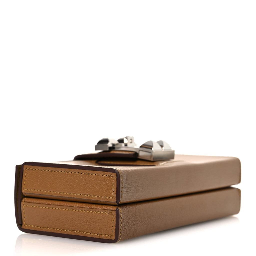 Hermès Chevre Chamkila Neo Medor Clutch Bronze Dore