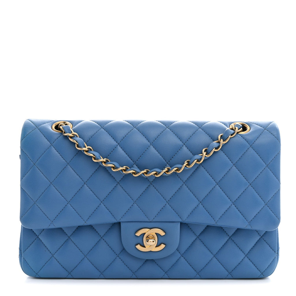 Chanel Lambskin Quilted Medium Double Flap Blue