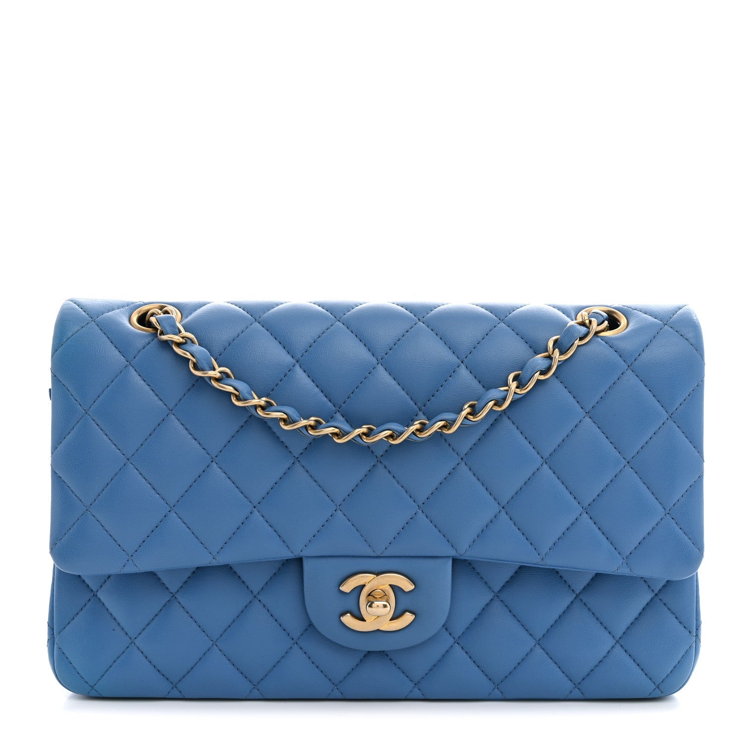 Chanel Lambskin Quilted Medium Double Flap Blue