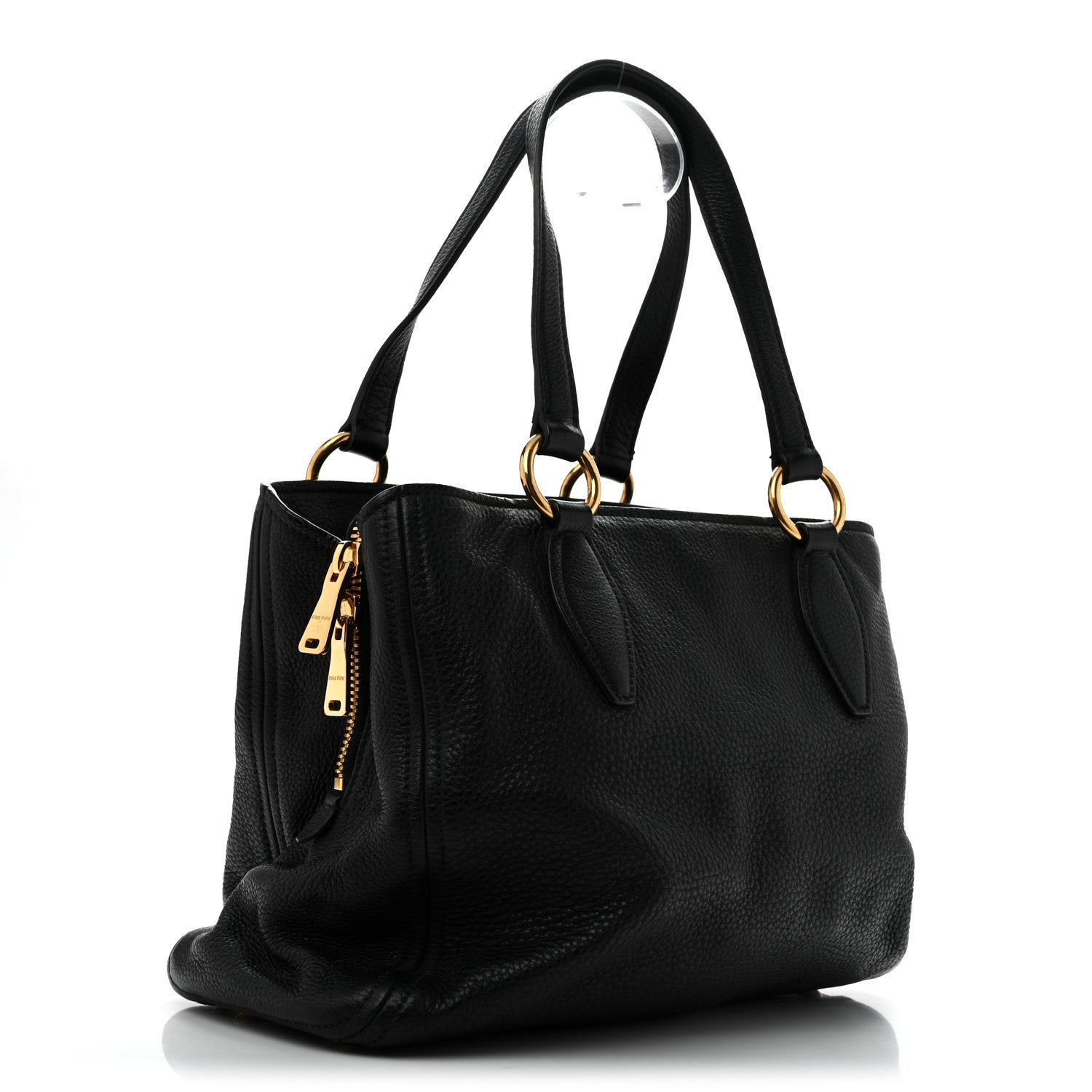 Miu Miu Vitello Daino Caribu Tote Black