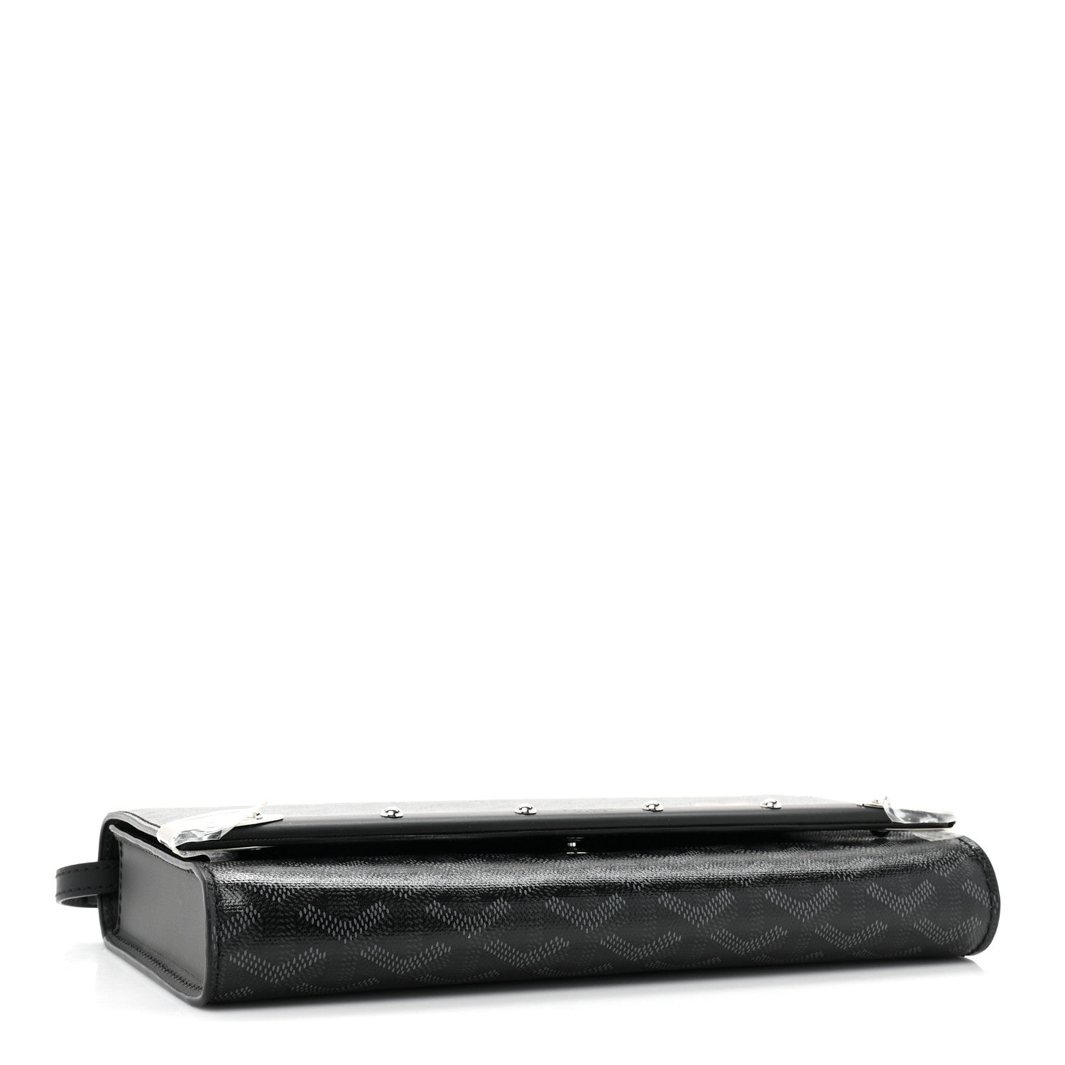 Goyard Monte-Carlo Flat Clutch Black Goyardine — side profile view