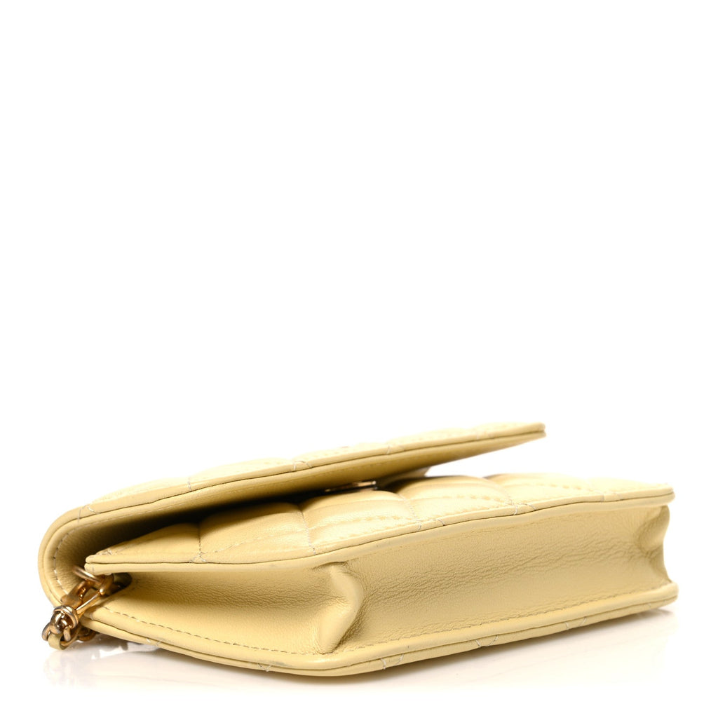 Chanel Lambskin Quilted Pearl Crush Clutch With Chain Yellow