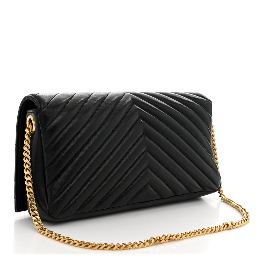 Saint Laurent Lambskin Matelasse Monogram Kate 99 Black