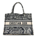 Dior Canvas Embroidered Medium Toile De Jouy Reverse Book Tote Blue