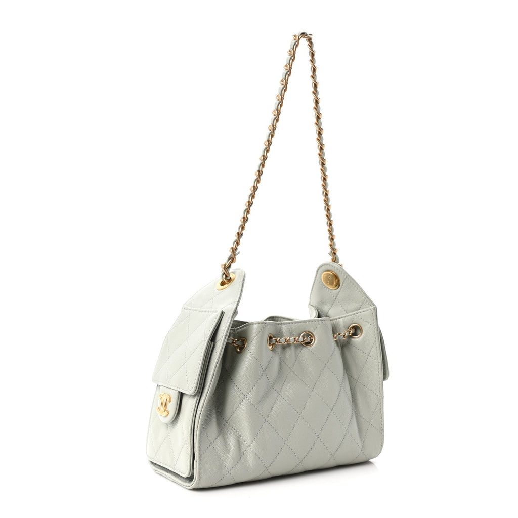 Chanel Caviar Quilted Mini Chanel 25 Handbag Light Green