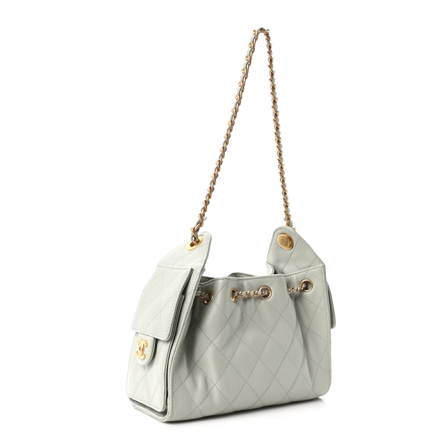 Chanel Caviar Quilted Mini Chanel 25 Handbag Light Green