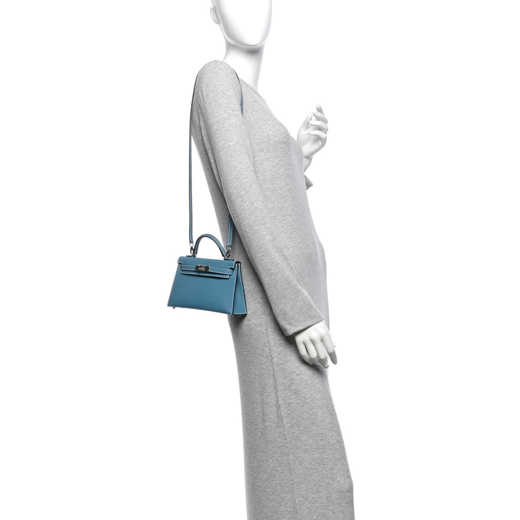Hermès Epsom Mini Kelly Sellier 20 New Blue Jean