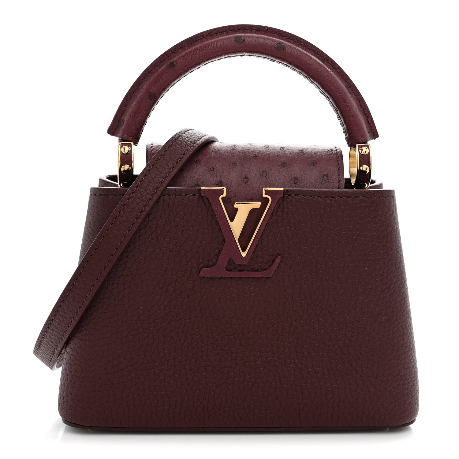 Louis Vuitton Taurillon Ostrich Mini Capucines Bordeaux