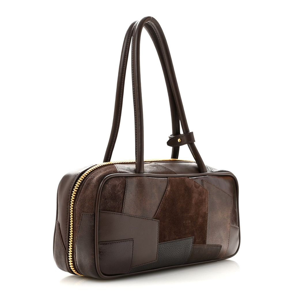 Miu Miu Nappa Patchwork Small Beau Top Handle Bag Briarwood