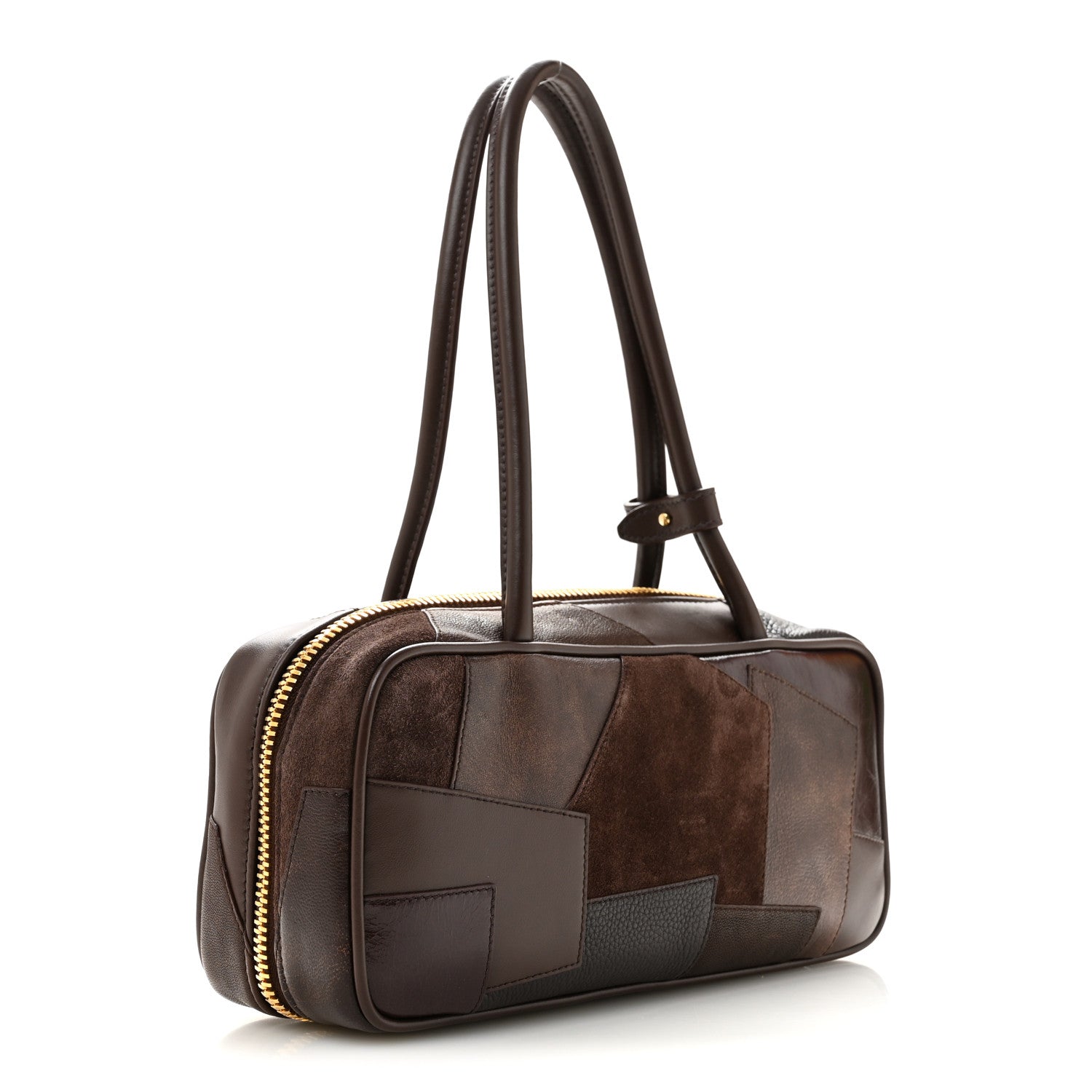 Miu Miu Nappa Patchwork Small Beau Top Handle Bag Briarwood