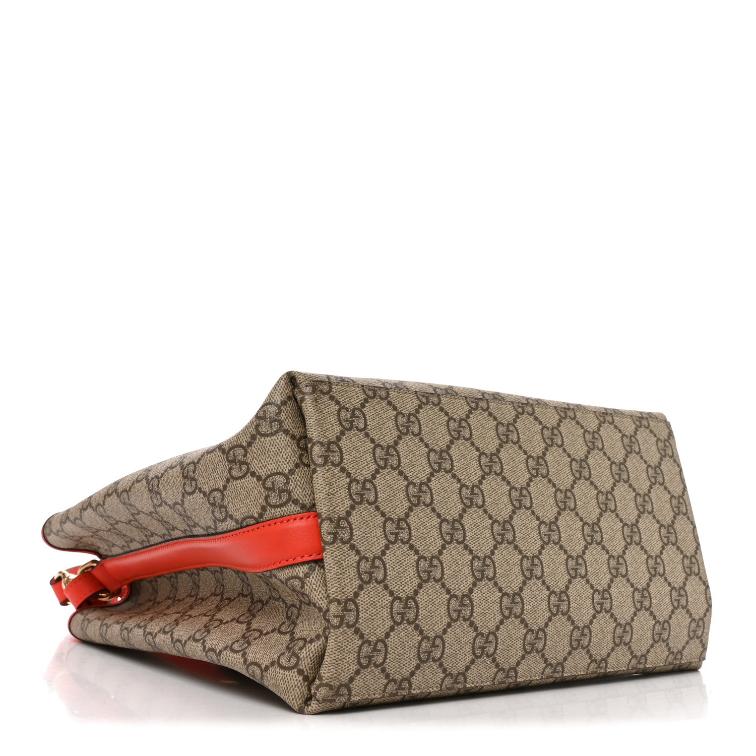 Gucci GG Supreme Monogram Medium Emblem Bucket Bag Beige Orange