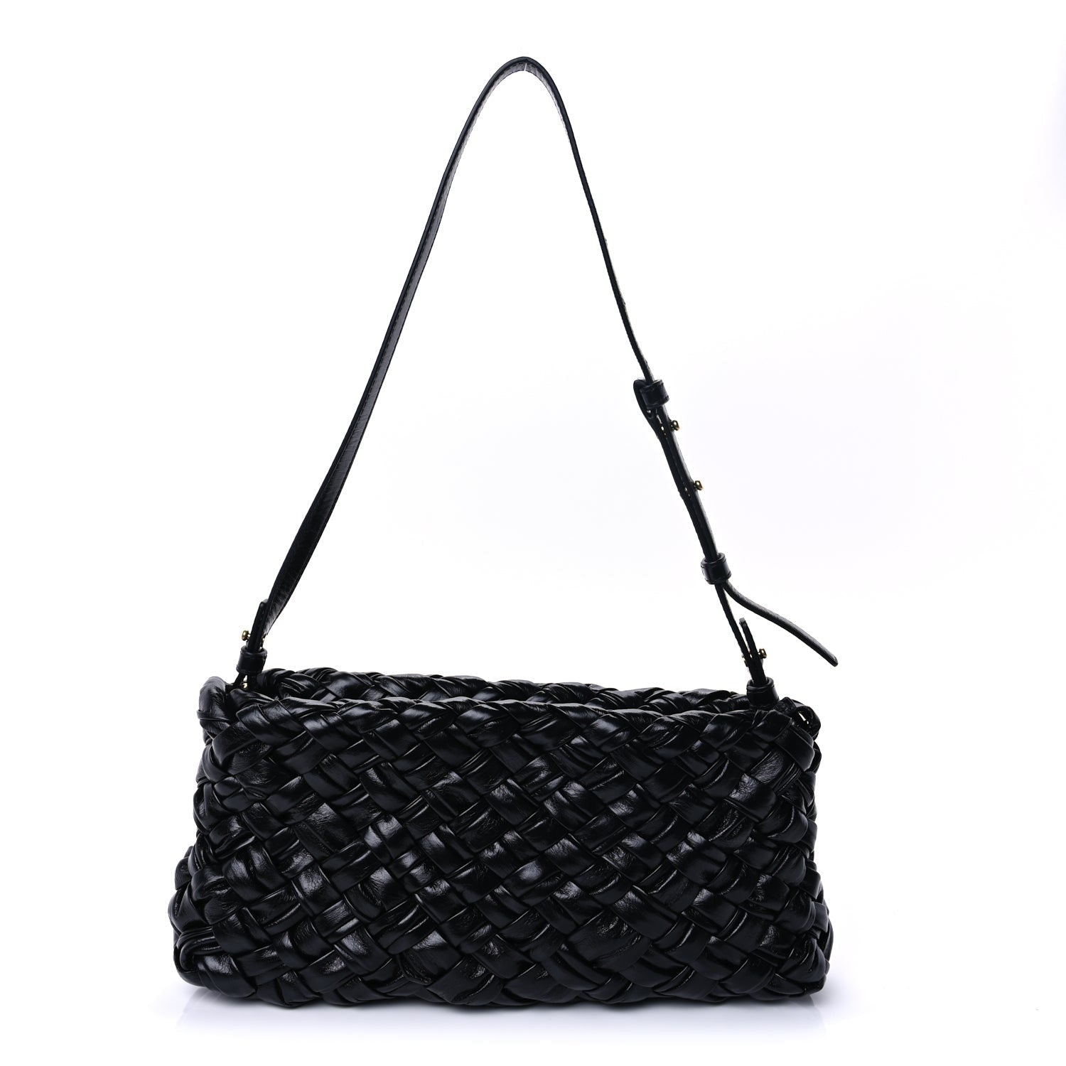 Bottega Veneta Calfskin Intrecciato Kalimero Cha-Cha Clutch Black