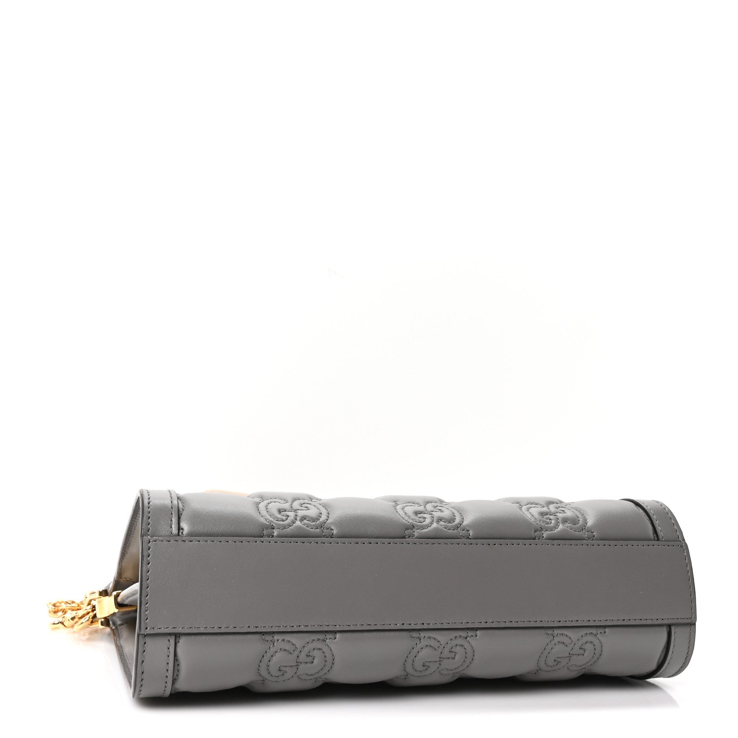 Gucci Calfskin GG Matelasse Small Slim Chain Shoulder Bag Dusty Grey Natural