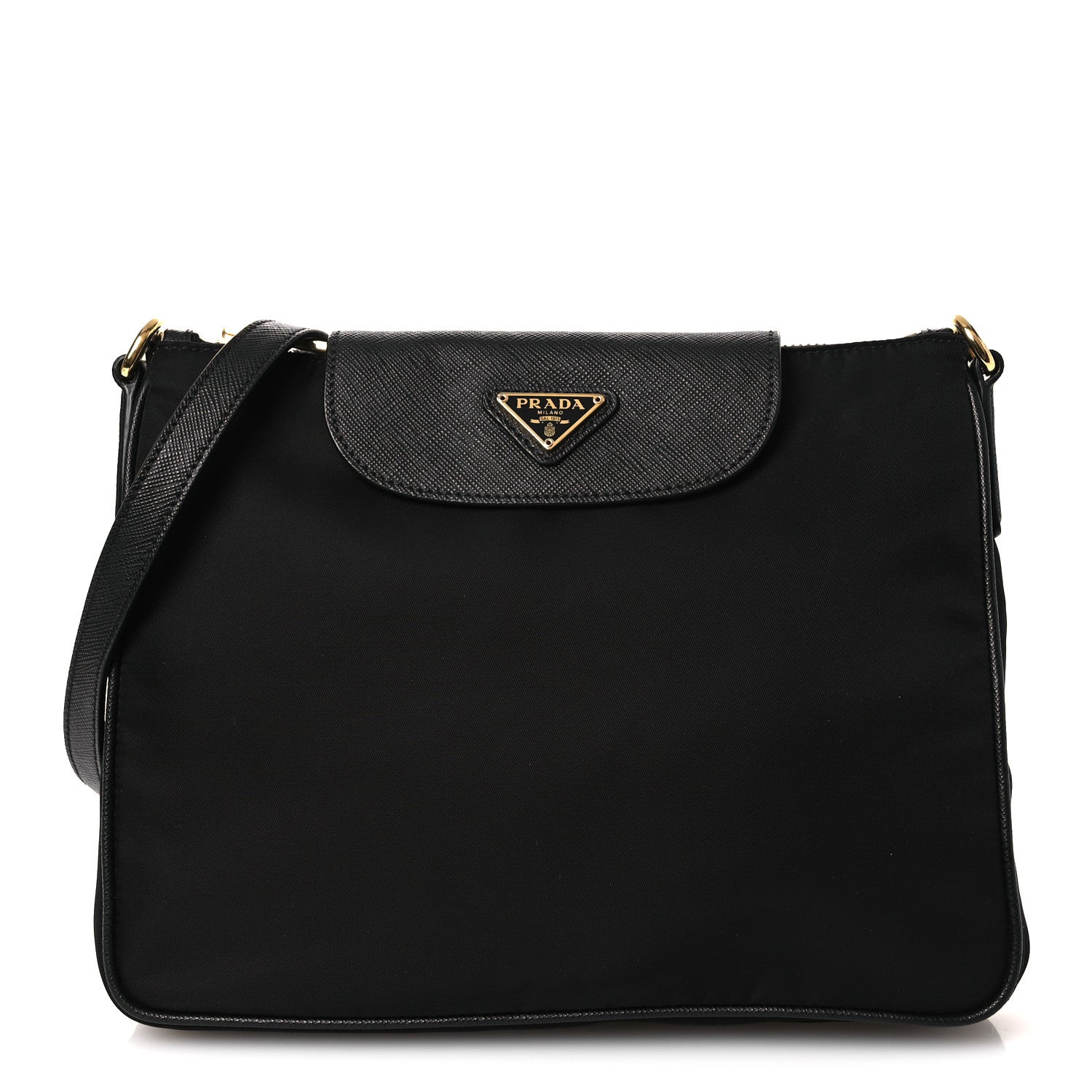 Prada Tessuto Nylon Saffiano Crossbody Bag Black