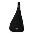 Prada Re-Nylon Vitello Metal Triangle Logo Sling Backpack Black