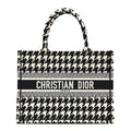 Dior Canvas Houndstooth Embroidered Medium Book Tote Black White