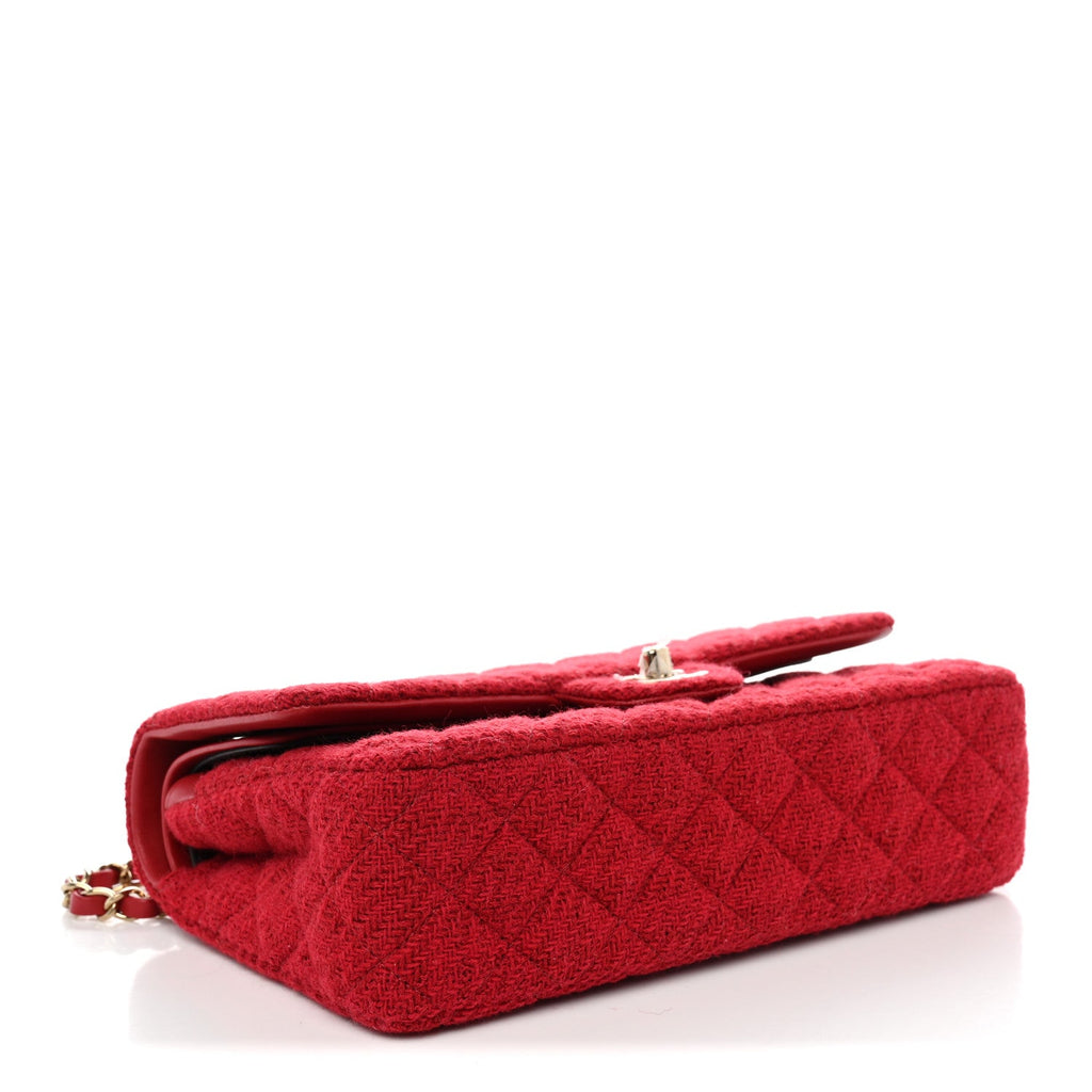 Chanel Tweed Quilted Medium Double Flap Red