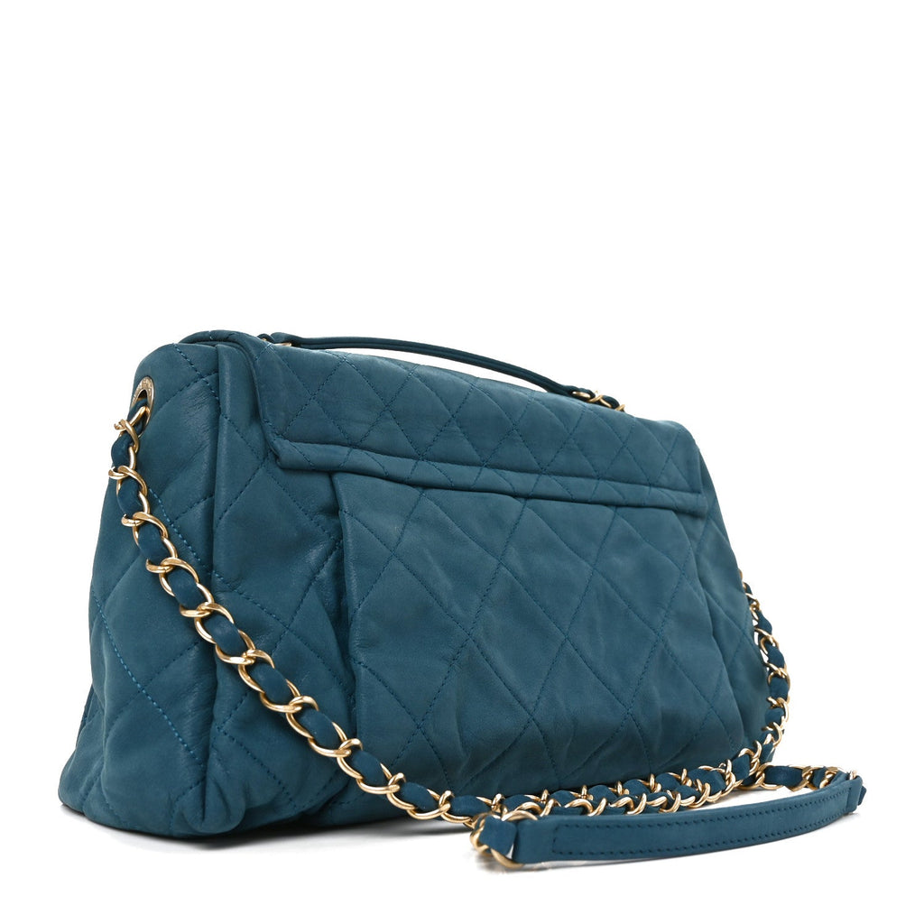 Chanel Iridescent Calfskin Large Chic Quilt Flap Blue