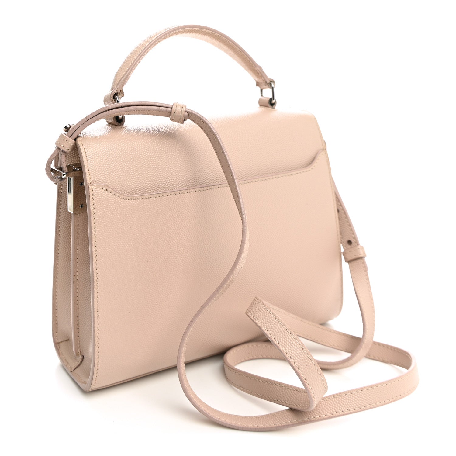 Saint Laurent Grain de Poudre Mini Classic Monogram Cassandra Top Handle Marble Pink