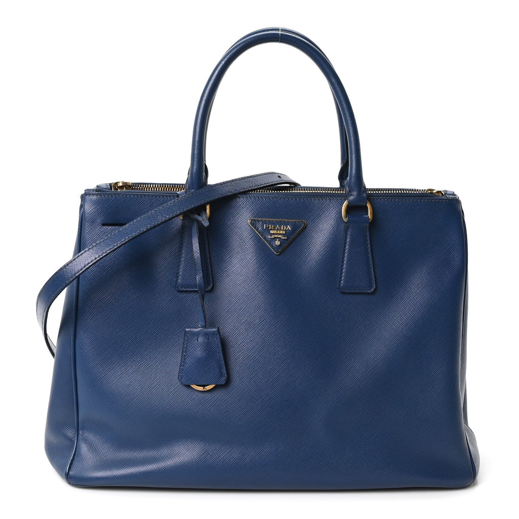Prada Saffiano Lux Medium Galleria Double Zip Tote Blue