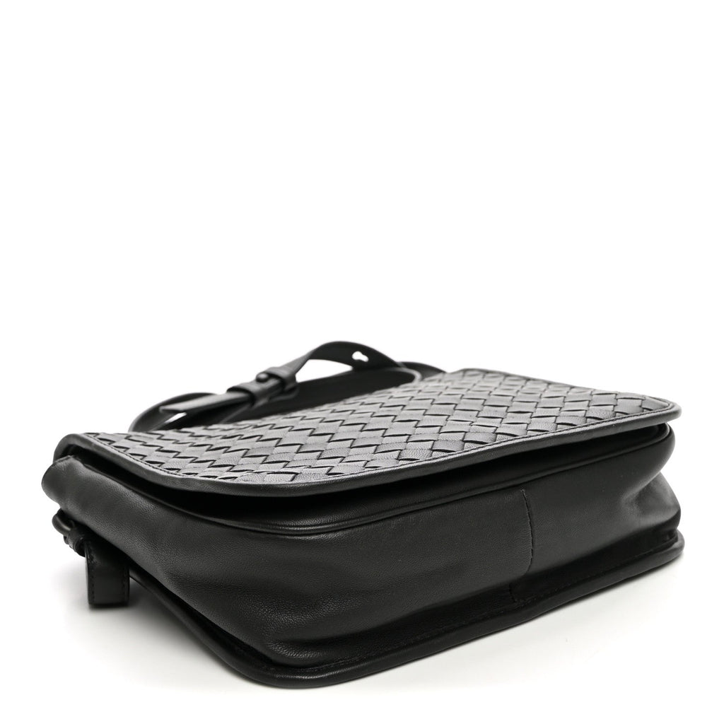 Bottega Veneta Nappa Intrecciato Crossbody Messenger Flap Black