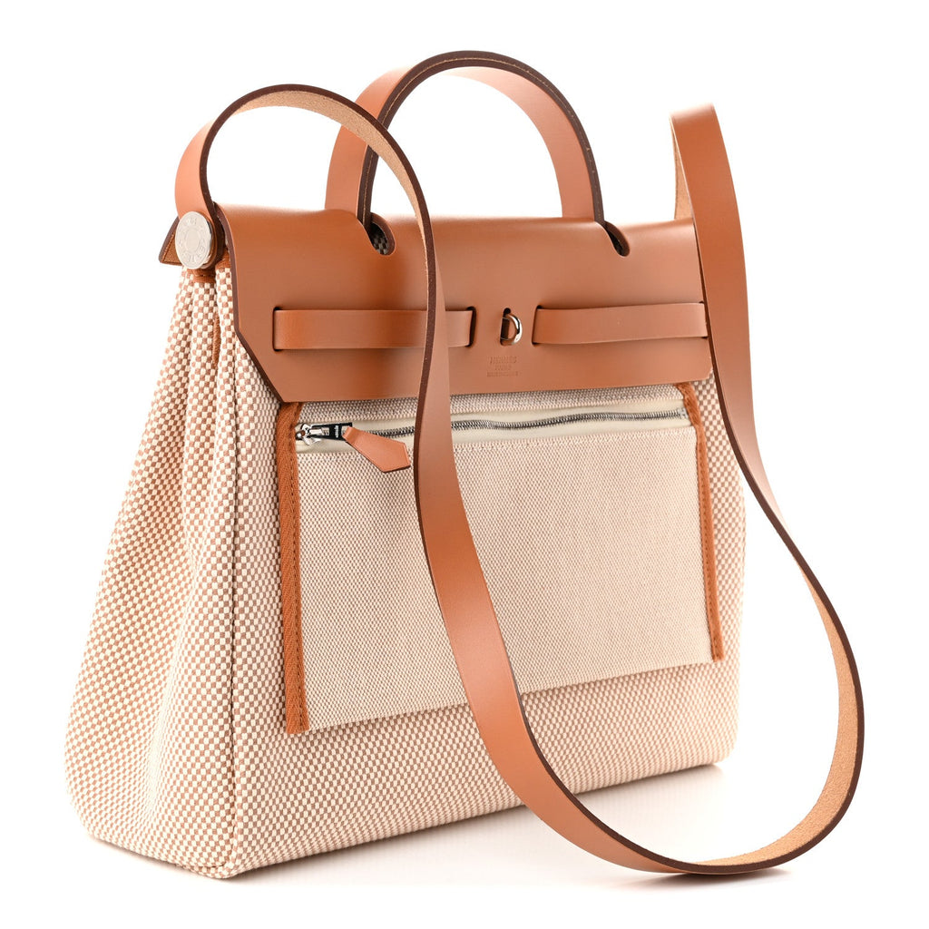 Hermès Vache Hunter Criss Viking Herbag Zip Retourne 31 PM Ecru Beige Naturel