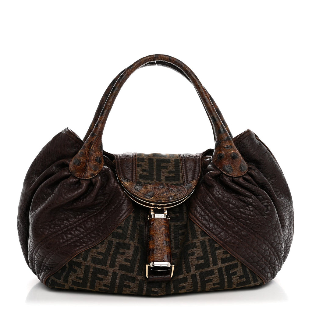 Fendi Zucca Nappa Nuvolata Vitello Tortuga Spy Tobacco Moro