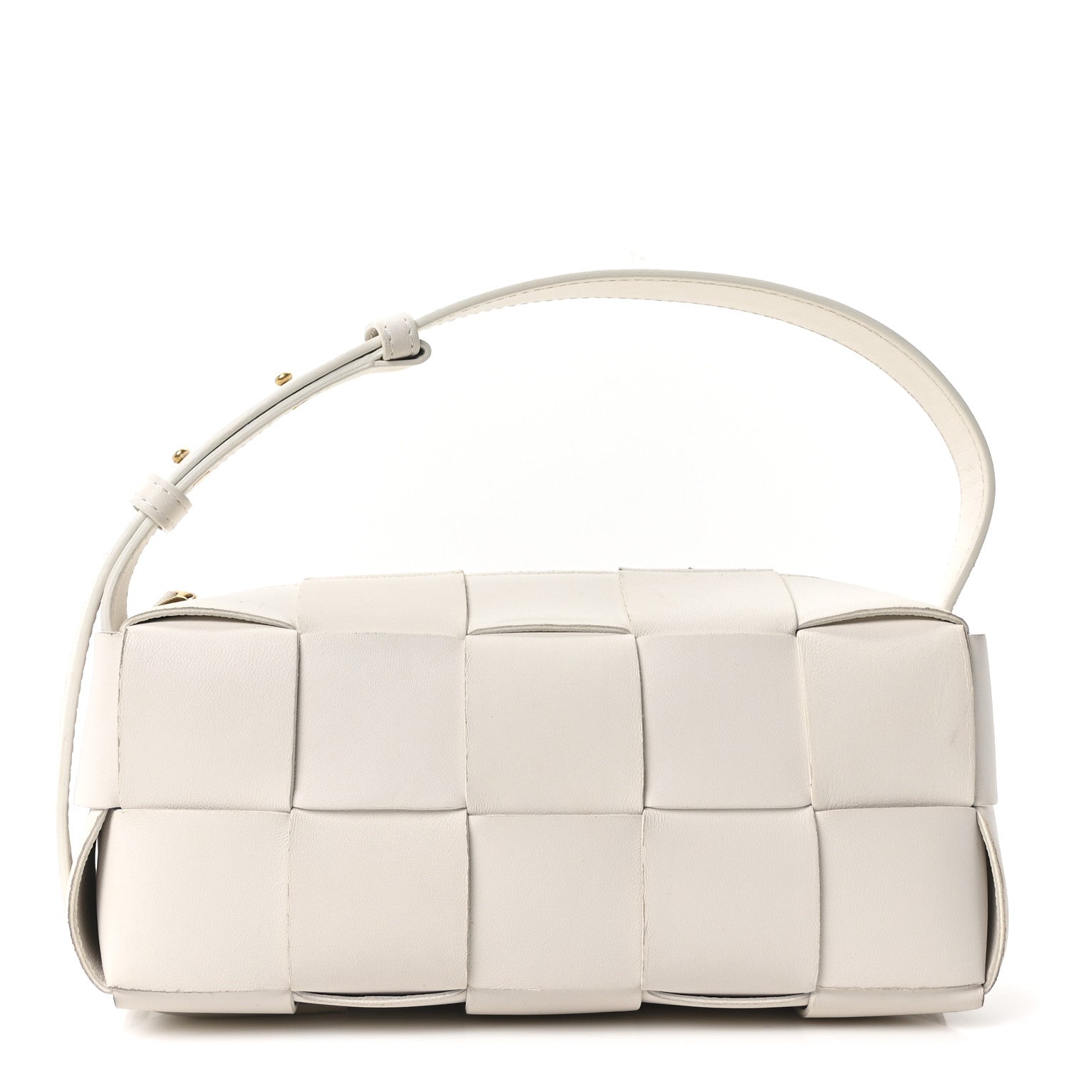 Bottega Veneta Lambskin Maxi Intrecciato Small Brick Cassette Bag White