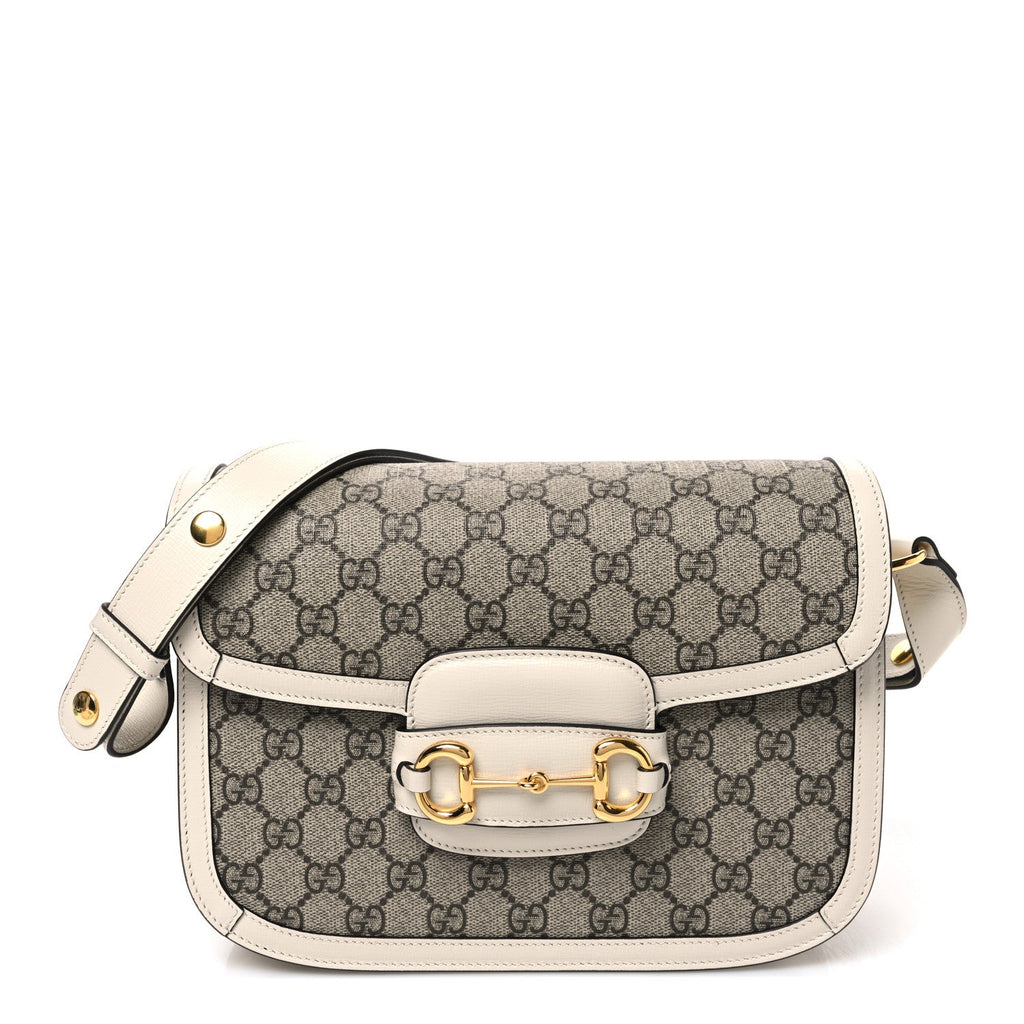 Gucci GG Supreme Monogram Horsebit 1955 Shoulder Bag Beige Mystic White