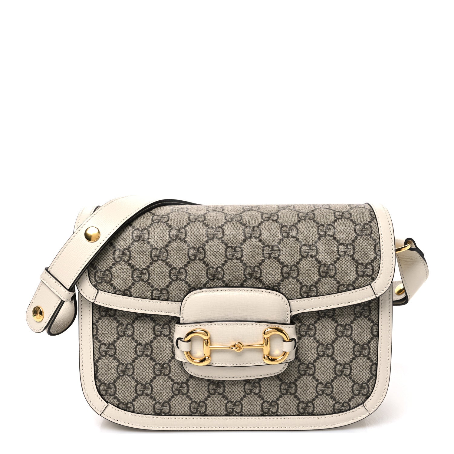 Gucci GG Supreme Monogram Horsebit 1955 Shoulder Bag Beige Mystic White