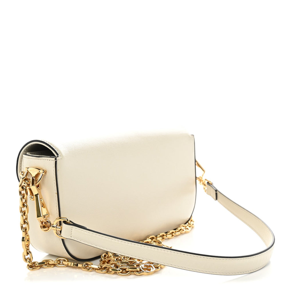 Gucci Azalea Calfskin Small Horsebit 1955 Chain Shoulder Bag Mystic White