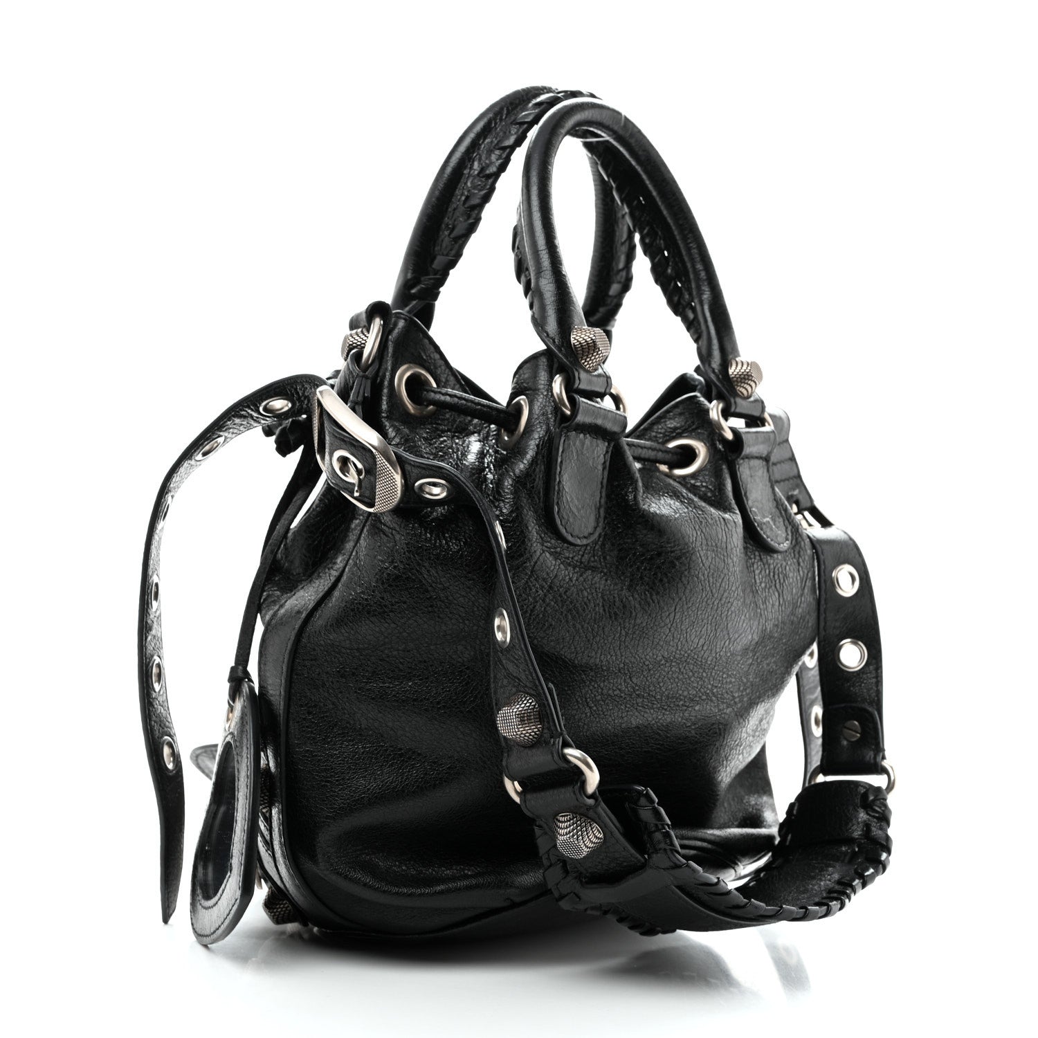 Balenciaga Agneau Arena Small Le Cagole Bucket Bag Black