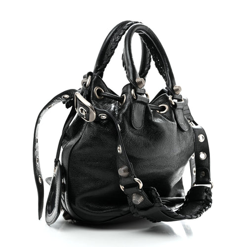 Balenciaga Agneau Arena Small Le Cagole Bucket Bag Black