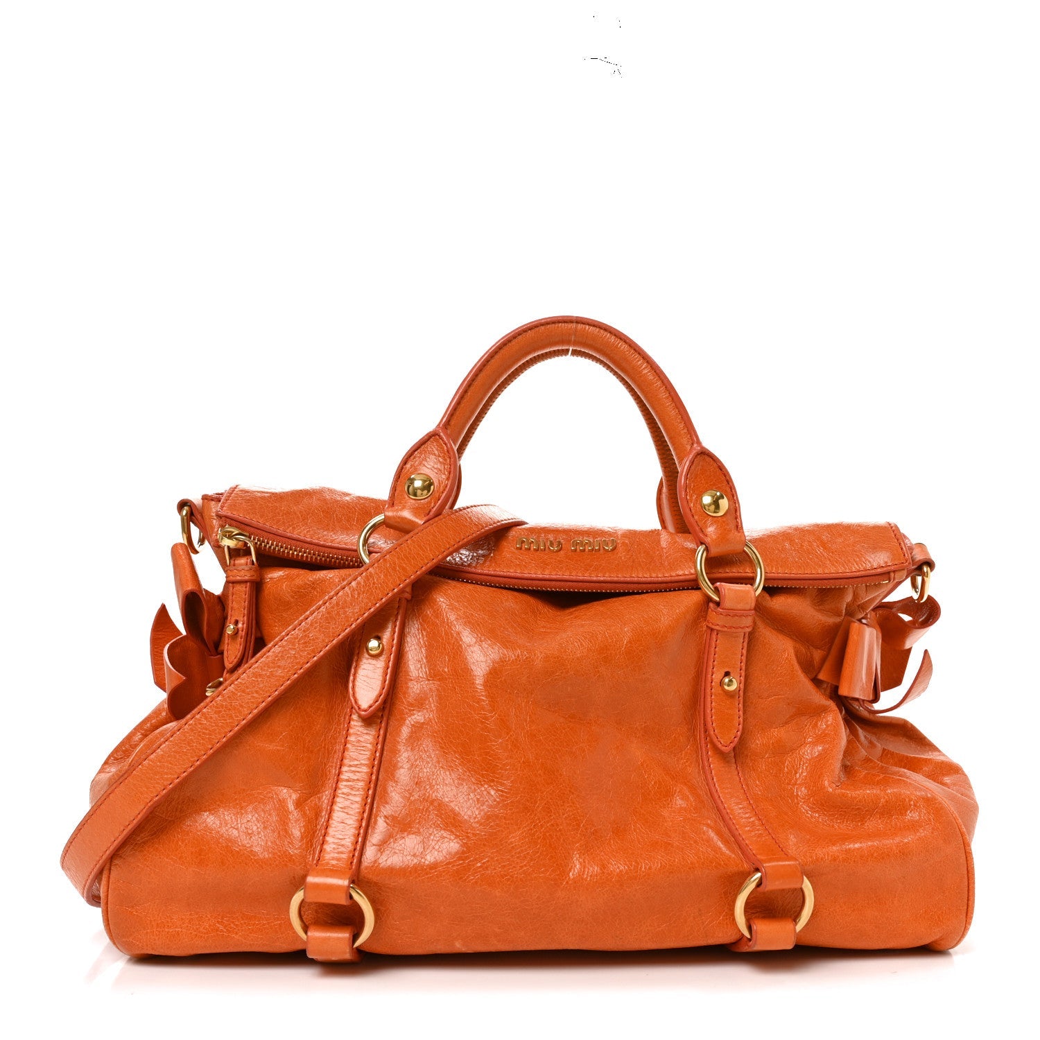 Miu Miu Vitello Lux Medium Bow Bag Amarena