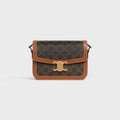 Celine Classique Triomphe Bag in Triomphe Canvas and Calfskin Tan - front