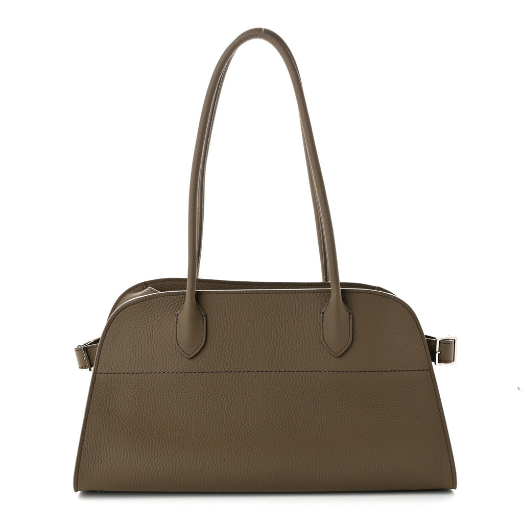 The Row Matte Grained Calfskin Margaux Shoulder 12 Dark Taupe