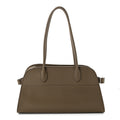 The Row Matte Grained Calfskin Margaux Shoulder 12 Dark Taupe