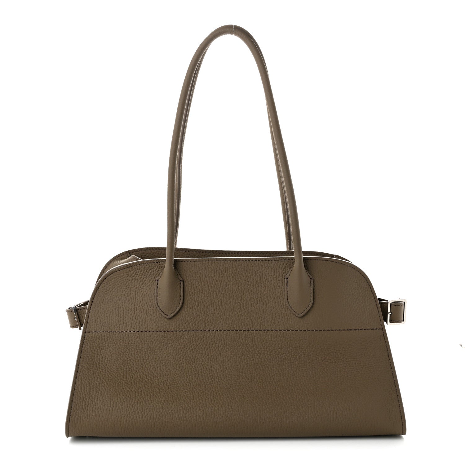 The Row Matte Grained Calfskin Margaux Shoulder 12 Dark Taupe