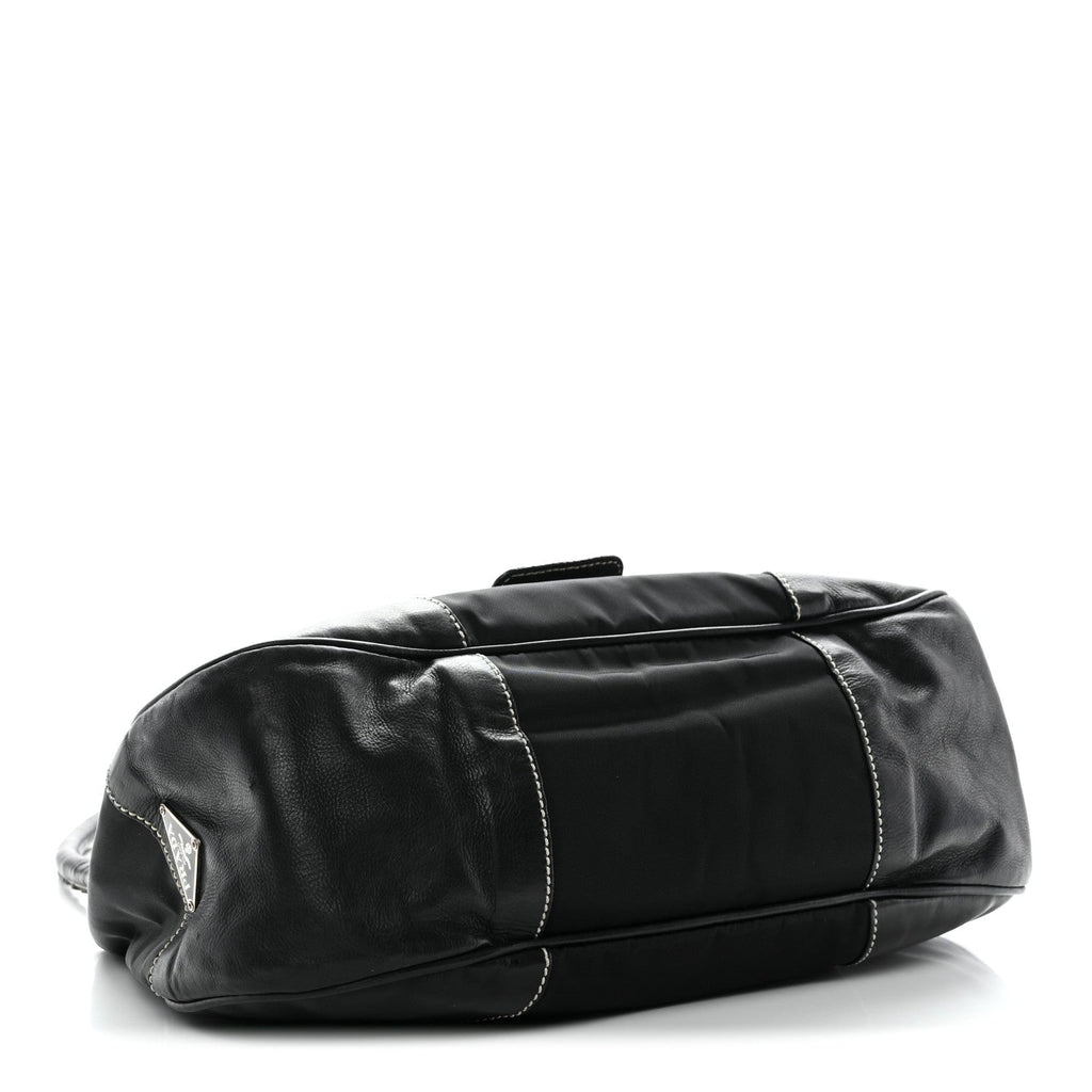 Prada Tessuto Nylon Moon Shoulder Bag Black
